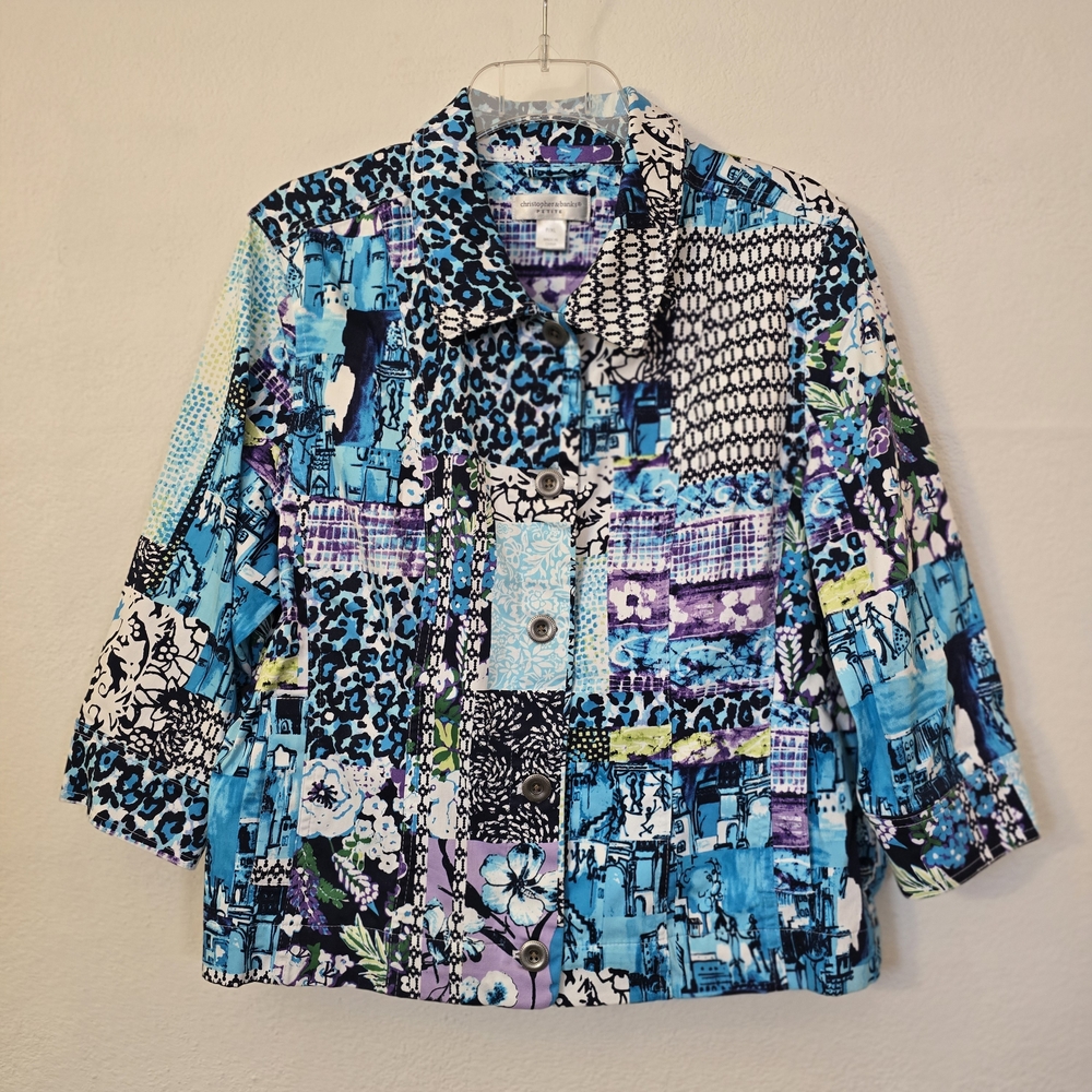 XL Petite Christopher & Banks Multicolor Patchwork Jacket